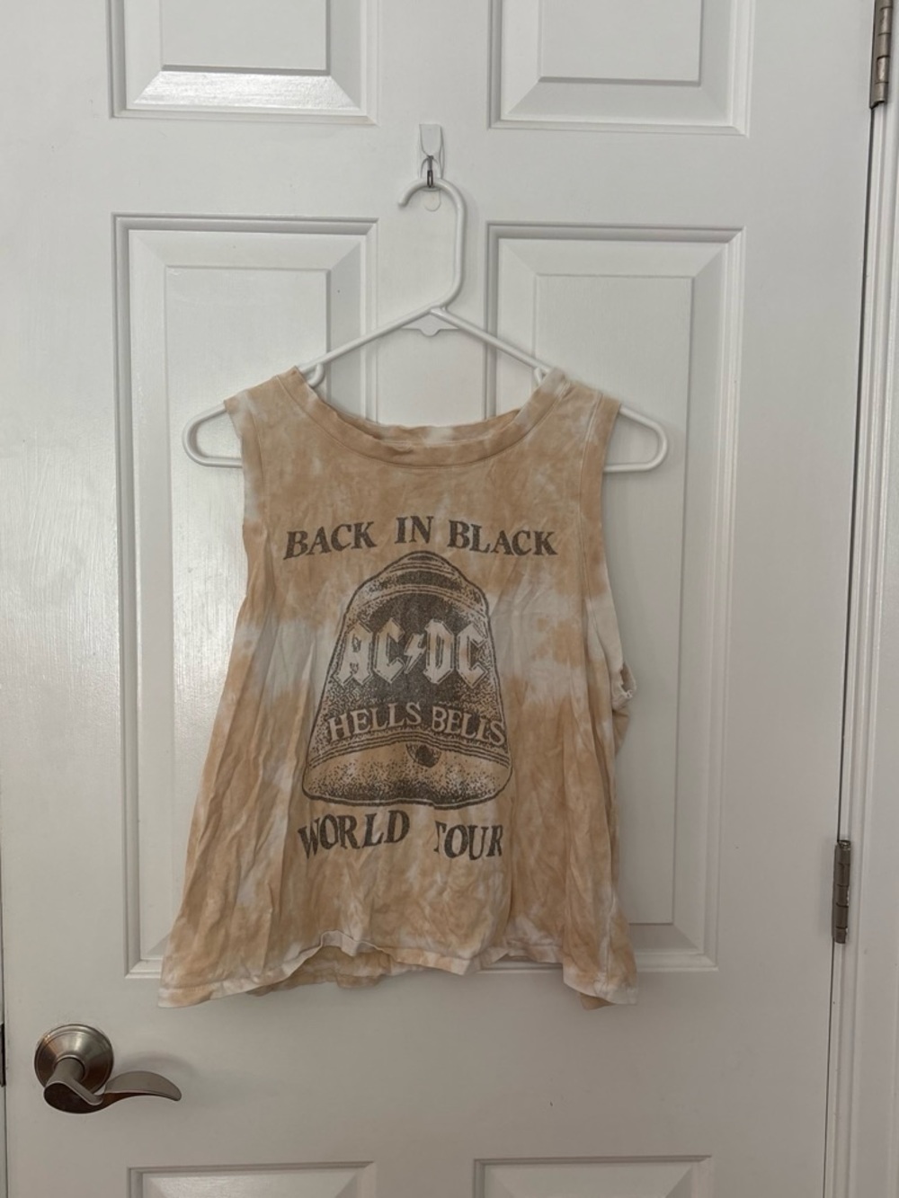 Lucky Brand Beige Tie-Dye AC/DC 'Back In Black' Muscle Tank